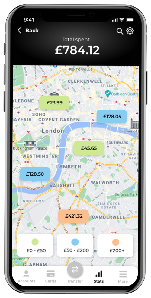 Screenshot on mobile device showing map.